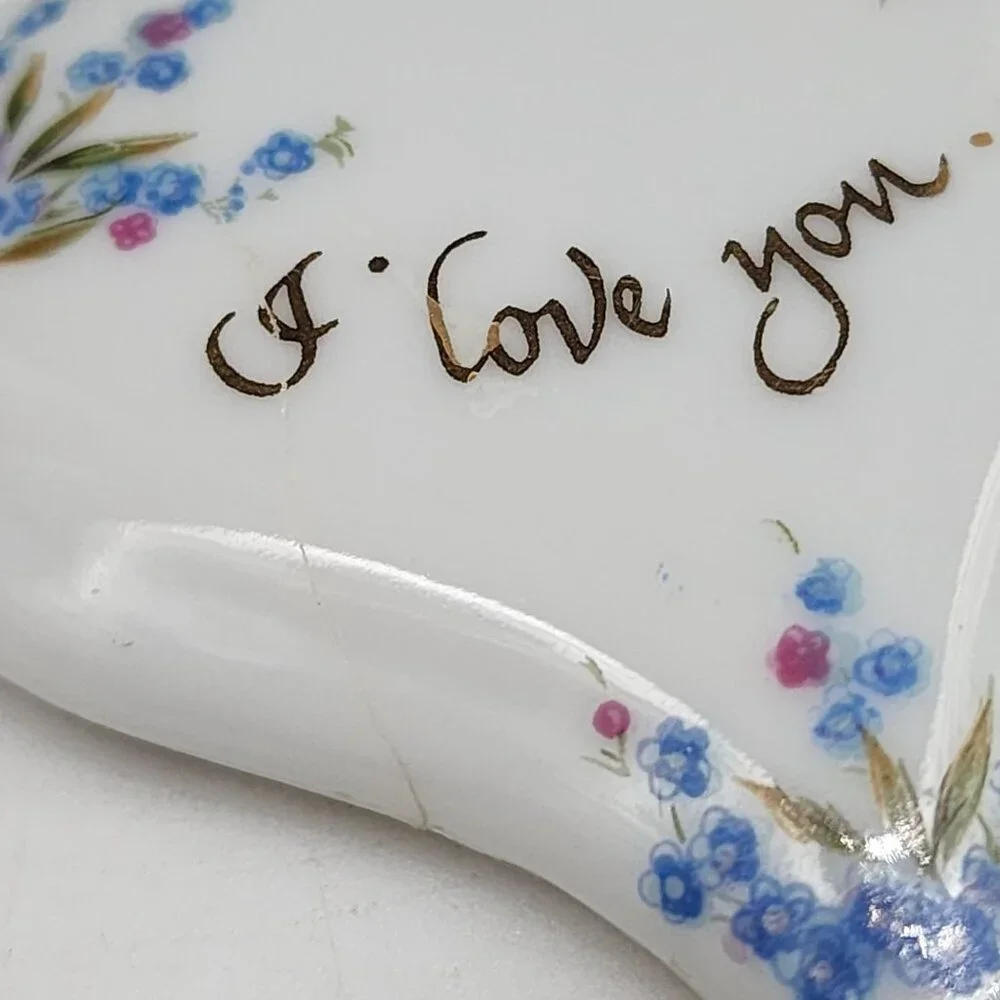 Lefton Trinket Box Heart Shaped I Love You Hand Painted Ceramic 2